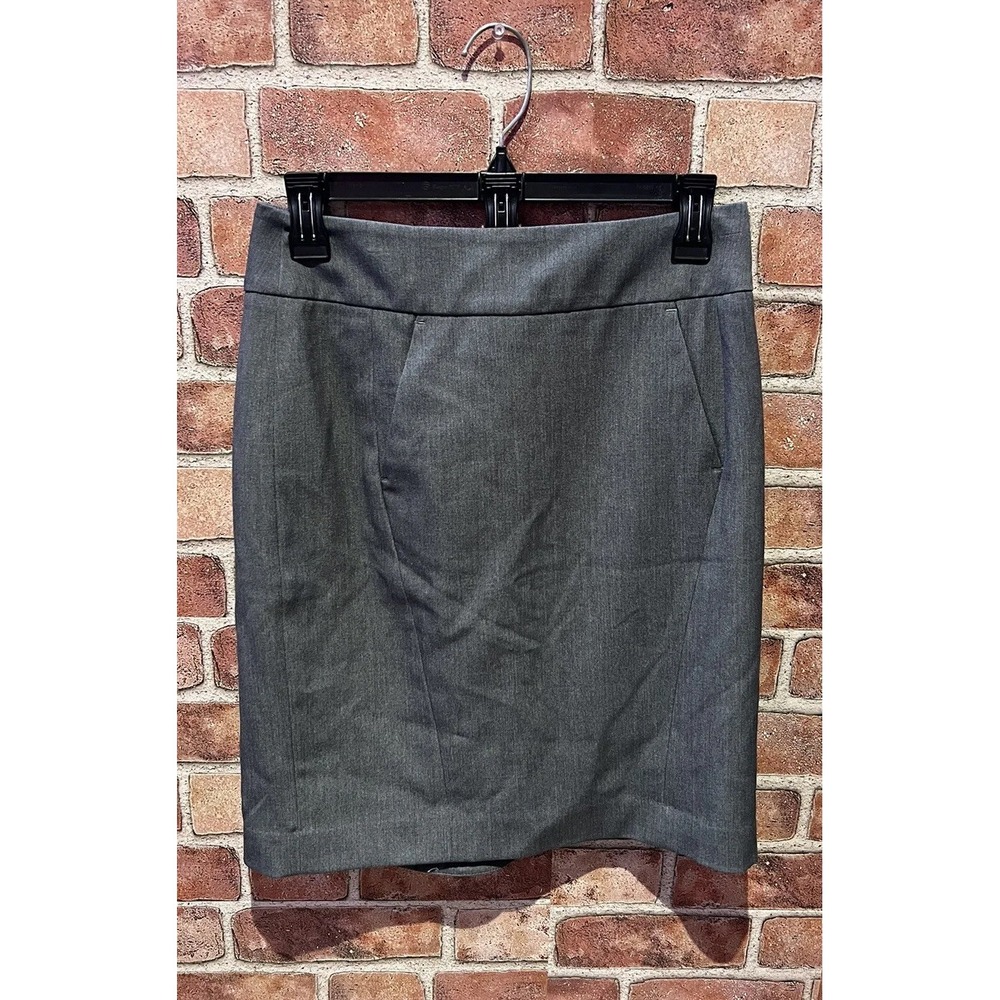 Ann Taylor Women's Loft Pencil Skirt W/Pockets Size 0 Solid Gray Business Attire